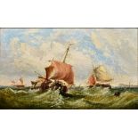 Manner of JOHN CALLOW (1822-1878) British Shipping Off the Coast in Choppy Waters Oil on canvas 75