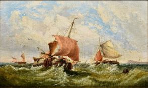 Manner of JOHN CALLOW (1822-1878) British Shipping Off the Coast in Choppy Waters Oil on canvas 75