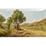 ITALIAN SCHOOL (19th/20th century) Shepherd and His Flock in an Italianate Landscape Oil on