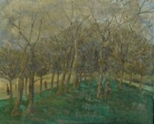 HYAM MYER (1904-1978) British (AR) Figures in Wooded Parkland Oil on canvas Signed 59.5 x 49.