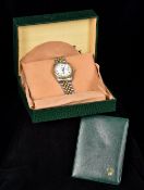 A gentleman's Rolex Oyster Perpetual Datejust wristwatch The white dial with Roman numerals and