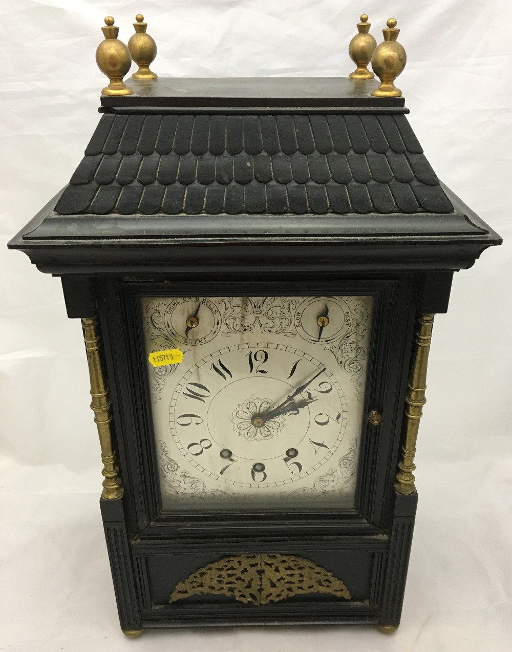 A 19th century Aesthetic ebonised bracket clock The engraved silvered dial with Arabic numerals, - Bild 2 aus 20