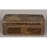 An 18th/19th century donkey hide covered trunk Of small proportions,