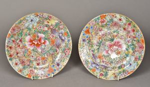 A pair of Chinese Guangxu porcelain cabinet plates Finely painted with millefiore,