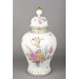 A 19th century German porcelain baluster vase and cover by Carl Thieme of Potschappel Typically