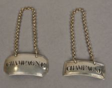 A George III silver Champagne label, hallmarked 1807, maker's mark of John Reily and another,
