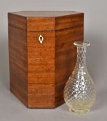 A 19th century mahogany decanter box Of canted triangular form,