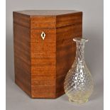 A 19th century mahogany decanter box Of canted triangular form,