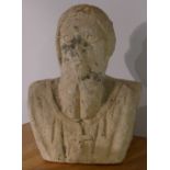 A 16th century renaissance fossilized limestone carving The double bust worked with a bespectacled