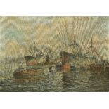 L J STEENKIST (20th century) Dutch (AR) Busy Harbour Scene Oil on canvas Signed and dated 52 70 x