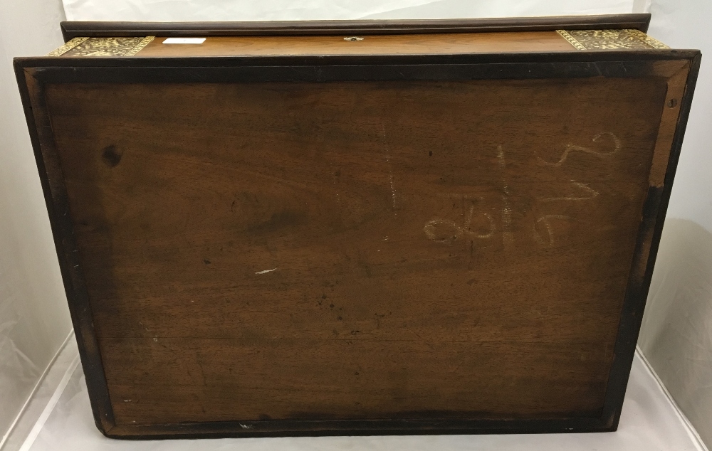 An 18th century Indian Vizagapatam ivory inlaid writing slope The hinged sloping top inlaid with - Image 10 of 10