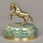 A Russian silver gilt and green hardstone paperweight,