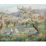 Attributed to MARK WILLIAM FISHER (1841-1923) Anglo-American Children at Play in an Orchard Oil on