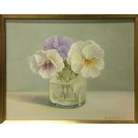 TRISHA HARDWICK (born 1949) British (AR) Spring Pansies Oil on linen panel Signed,