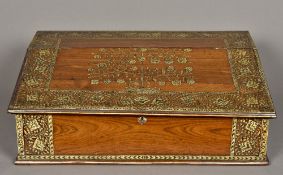 An 18th century Indian Vizagapatam ivory inlaid writing slope The hinged sloping top inlaid with