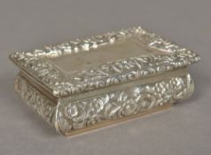 An early Victorian silver table snuff box, hallmarked Birmingham 1839 Of hinged rectangular form,