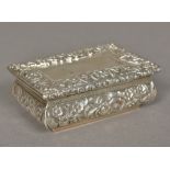 An early Victorian silver table snuff box, hallmarked Birmingham 1839 Of hinged rectangular form,