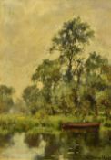 HENRY JOHN YEEND KING (1855-1924) British Solitary Boatman in a River Landscape Oil on