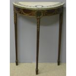 A late 18th century Italian marble top pier table Of demi-lune form,