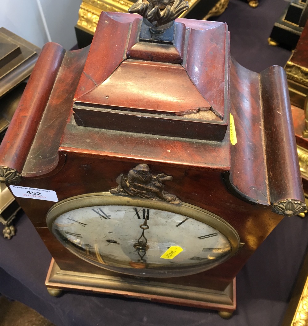 An early 19th century mahogany bracket clock Of stepped architectural form with gilt metal mounts, - Bild 10 aus 11