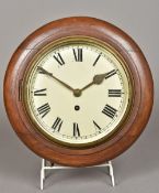 A walnut cased fusee wall clock The 7 6/8th inch white painted dial with Roman numerals,