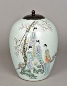 A 19th century Chinese porcelain jar and cover Of ovoid form,