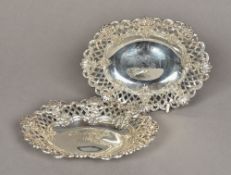A pair of Tiffany Sterling silver pierced bonbon dishes Each of shaped oval form,