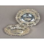 A pair of Tiffany Sterling silver pierced bonbon dishes Each of shaped oval form,