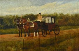 J OWEN (19th century) British Coach and Horses Oil on canvas Signed and dated 1896 59.