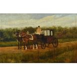 J OWEN (19th century) British Coach and Horses Oil on canvas Signed and dated 1896 59.