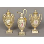 A 19th century porcelain three piece garniture,