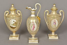 A 19th century porcelain three piece garniture,