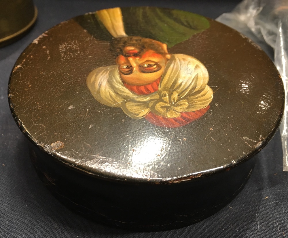 A 19th century papier mache table snuff box Of circular section, - Image 3 of 6