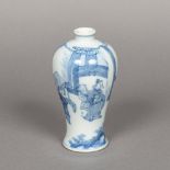 A Chinese blue and white porcelain baluster vase Decorated with figures on a terrace,