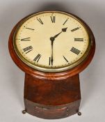 A 19th century mahogany cased drop dial wall clock The white circular dial with Roman numerals and