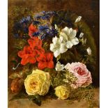 FLORENCE WHITE (19th century) British Floral Still Life Oil on canvas Signed 24 x 29 cm,