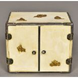 A 19th century Japanese miniature ivory cabinet Mounted with gilded appliques,