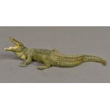 FRANS XAVIER BERGMANN (1861-1936) Austrian Crocodile Cold painted bronze,