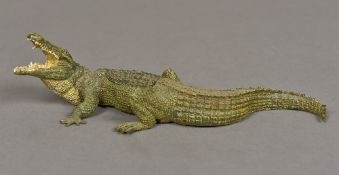 FRANS XAVIER BERGMANN (1861-1936) Austrian Crocodile Cold painted bronze,