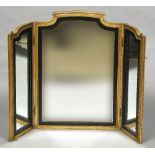 A 19th century carved giltwood framed triptych dressing table mirror Of twin hinged section form,