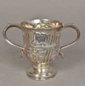 A George III silver twin handled cup, hallmarked London 1769,