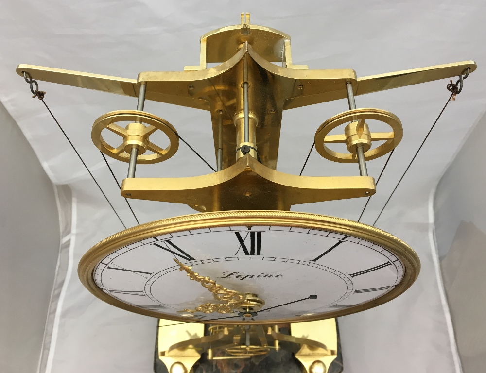 A lacquered brass skeleton clock The 9 inch white enamelled dial signed Lepine, - Bild 6 aus 9