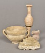 A small collection of antiquities Including: two sections of Roman tessellated pavement,