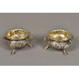 A pair of Victorian silver table salts, hallmarked London 1854,