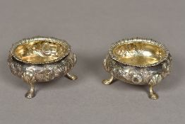 A pair of Victorian silver table salts, hallmarked London 1854,