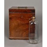 A George III mahogany decanter box Of hinged square form with line inlaid top and with a loop