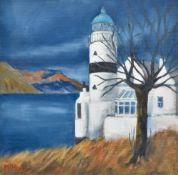 NANCY McHARG (born 1938) British (AR) Storm Over the Cloch Lighthouse Oil on canvas Signed 19 cm