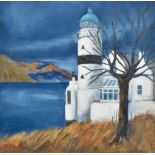 NANCY McHARG (born 1938) British (AR) Storm Over the Cloch Lighthouse Oil on canvas Signed 19 cm