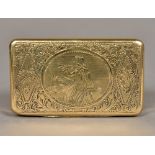 A 19th century Continental silver gilt snuff box Of hinged rectangular form,