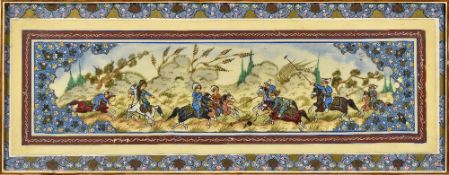 Two late 19th/early 20th century Kashmiri miniature paintings on ivory One depicting a polo match,